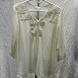 Boutique cream dressy top with hand embroidery